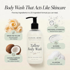 Clean + Kind creamy foam texture demonstrating gentle, moisturizing lather