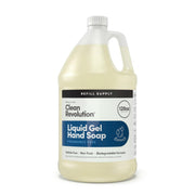Clean Revolution front label on 128 oz refill showing clear product benefits