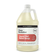 Clean Revolution front label on 128 oz jug showing scent and refill benefit