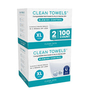 Clean Skin Club front packaging showing compostable disposable towels benefit hygiene