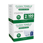 CLEAN SKIN CLUB front packaging showing gentle, disposable towels and benefits