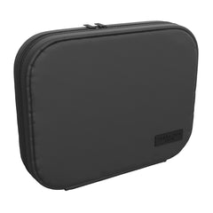 CLEAN SKIN CLUB pouch front view in black showing compact storage benefit