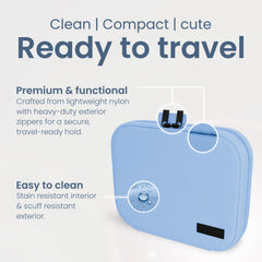 CLEAN SKIN CLUB pouch heavy-duty zipper close-up highlighting secure closure benefit
