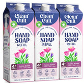 Cleancult front packaging showing floral bloom refill and eco benefit