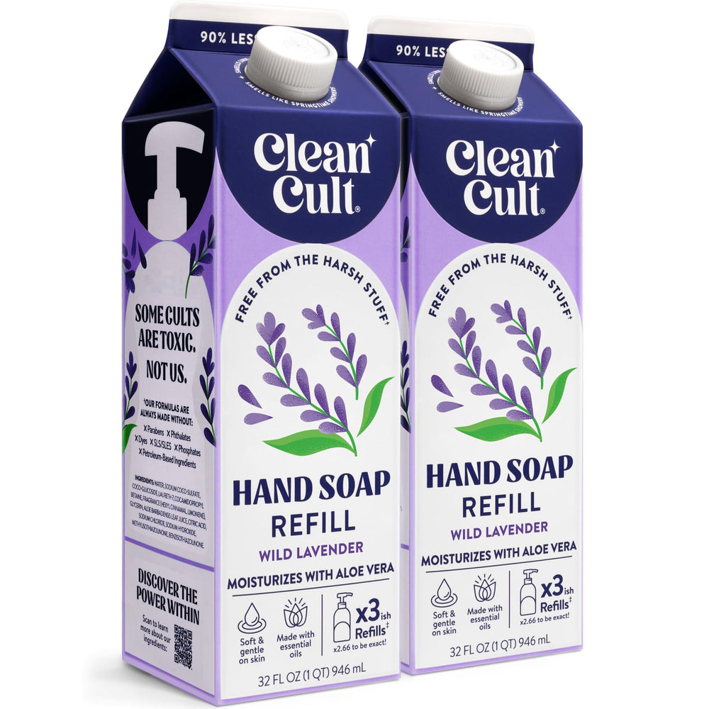 Cleancult front packaging showing wild lavender refill and eco benefits