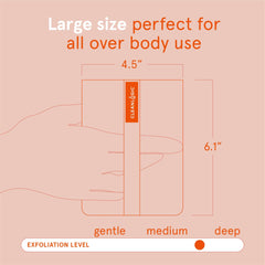 Cleanlogic scrubber held in hand demonstrating large size and coverage