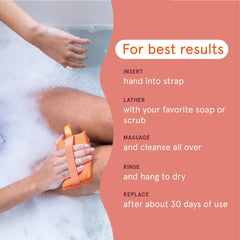 Cleanlogic scrubber in shower clearing sweat and oil for refreshed skin