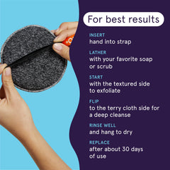 Wet Cleanlogic scrubber producing foam to illustrate effective lather and cleansing