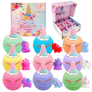 Clear and Fresh pack front view showing nine unicorn bath bombs and benefits