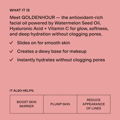 CLEARSTEM close-up of GOLDENHOUR oil texture highlighting lightweight silky finish for quick skin absorption