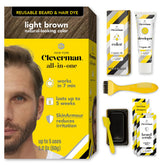 CLEVERMAN front packaging showing light brown beard dye benefits ease