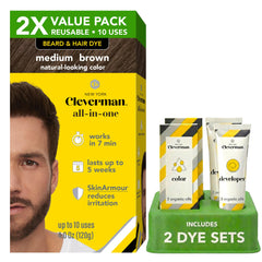 CLEVERMAN front packaging showing medium brown kit and benefits