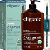 Cliganic castor oil 32oz bottle front showing product branding and size benefit