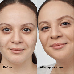 Clinique foundation applied with damp sponge showing seamless, buildable finish
