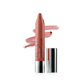 Clinique chubby stick front packaging showing plushiest pink tint and compact design for travel