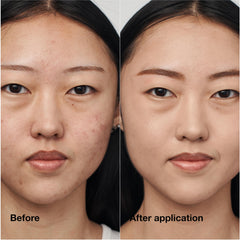 Clinique application with brush demonstrating full coverage benefit
