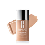 Clinique front bottle showing shade Cream Chamois and packaging benefit