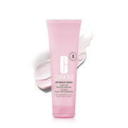 Clinique bottle front packaging showing product and clean design benefit