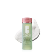 Clinique liquid facial soap front packaging showing brand and clear cleanser benefit