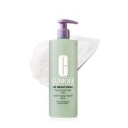 Clinique bottle front view showing mild formula and clear packaging for reassurance
