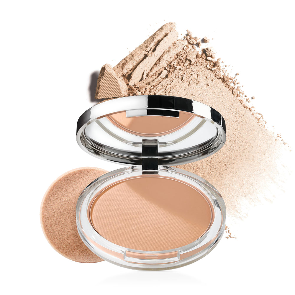 Clinique compact front view showing sleek packaging and matte benefit