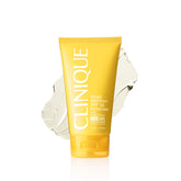 Clinique sunscreen body cream front packaging showing label and size, clear product identity and benefit