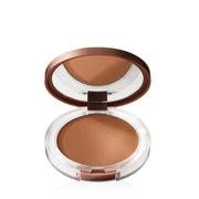 Clinique compact front view showing sleek packaging and portable design benefit