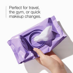 Clinique wipes inside a gym bag illustrating convenient post-workout cleanup