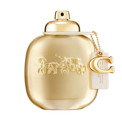Coach gold front bottle showing elegant design and bright presence