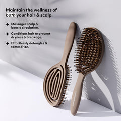 cocomintbeauty brush held in hand to show scale and lightweight design, reduces wrist strain