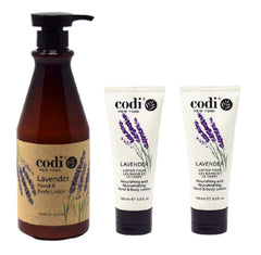 Codi front bottle showing full-size 750ml and calming lavender scent benefit