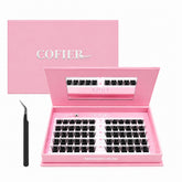 CoFier front packaging showing 70 lash clusters and included tools for easy DIY