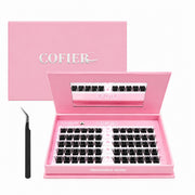 CoFier front packaging showing 70 lash clusters and included tools for easy DIY
