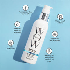 COLOR WOW coconut oil and 18-MEA ingredient close-up showing restorative blend