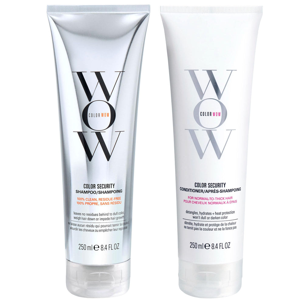 COLOR WOW front packaging showcasing the shampoo and conditioner for color protection