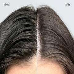 COLOR WOW texture of spray on hair strand illustrating talc-free finish
