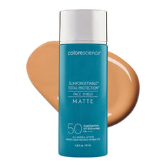Colorescience front packaging shows SPF 50 and matte finish benefit