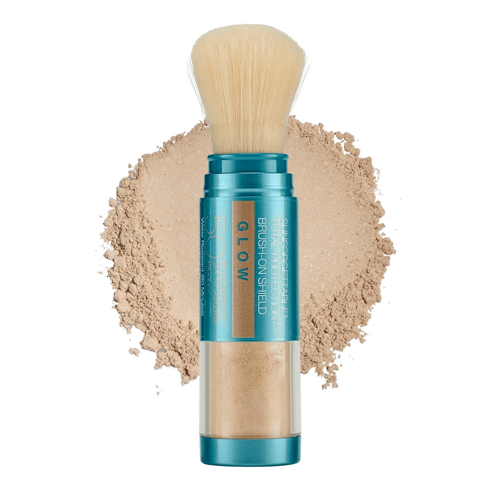 Colorescience brush-on Glow front view showing compact design and portability benefit