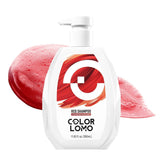 COLORLOMO front bottle shot showing red shampoo and clear branding benefit: instant recognition