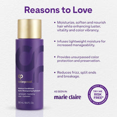 Hand applying ColorProof conditioner to wet hair demonstrating detangling benefit