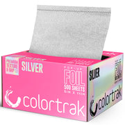 Colortrak front of box showing 500 pre-cut foil sheets and branding for organized storage