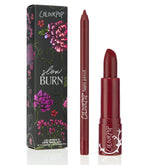 ColourPop Slow Burn kit front view showing matching lipstick and pencil benefits precise color