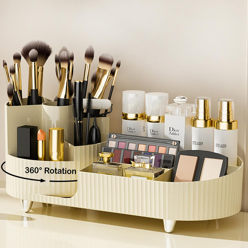 COMFYROOM rotating organizer front view showing tidy cosmetics and streamlined storage