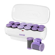 Conair ceramic hot rollers front view showing full 12-piece set and base for quick styling