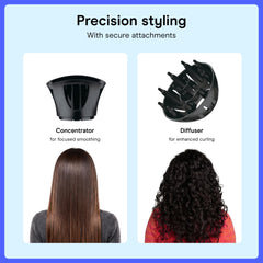 Conair concentrator nozzle detail for focused smoothing and sleek styling benefit