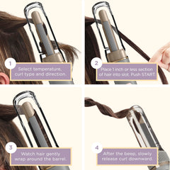 Conair Curl Secret MINI held in hand demonstrating compact size for portability