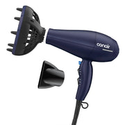 Conair InfinitiPRO dark blue front view showing sleek design and fast drying