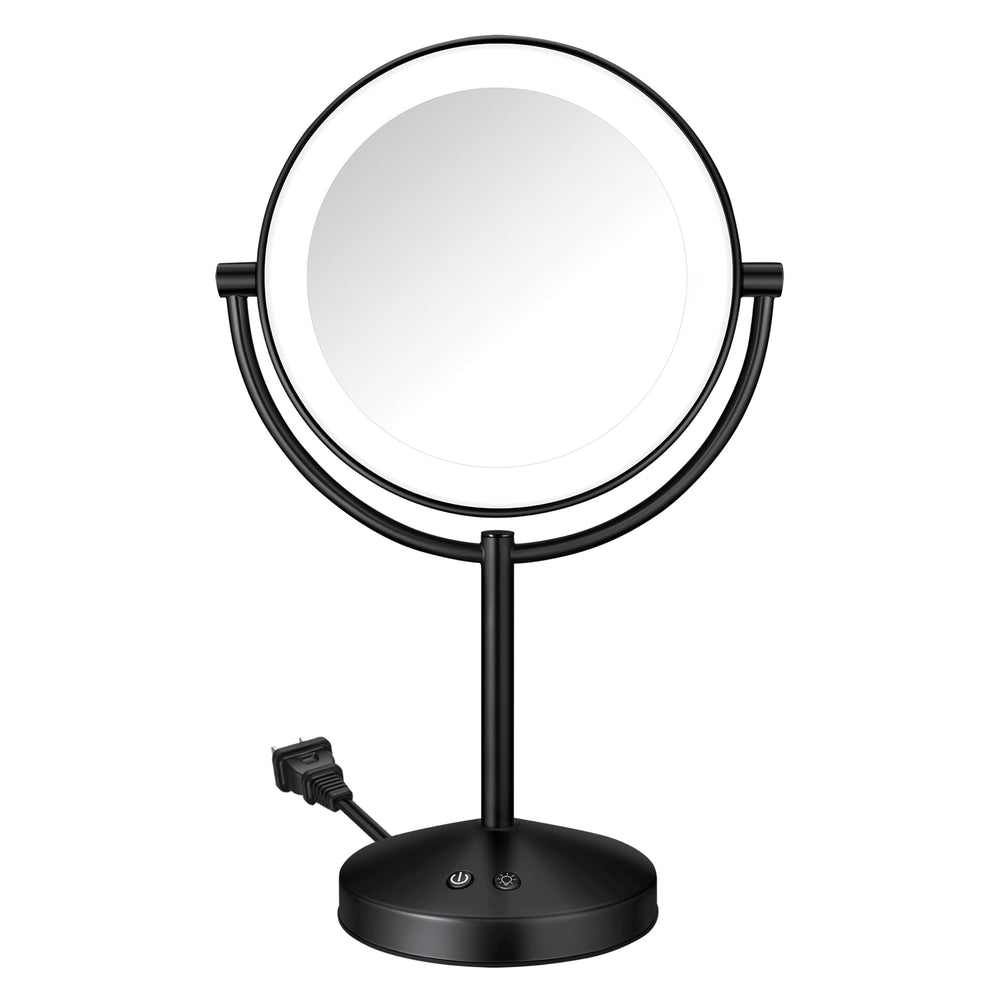 Conair front view showing matte black LED mirror and sleek silhouette for clear lighting