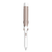 Conair front view of long barrel curling iron shows sleek white rose gold design benefit portability