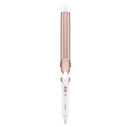 Conair extra long curling iron front view showing white rose gold barrel and clamp benefit sleek styling
